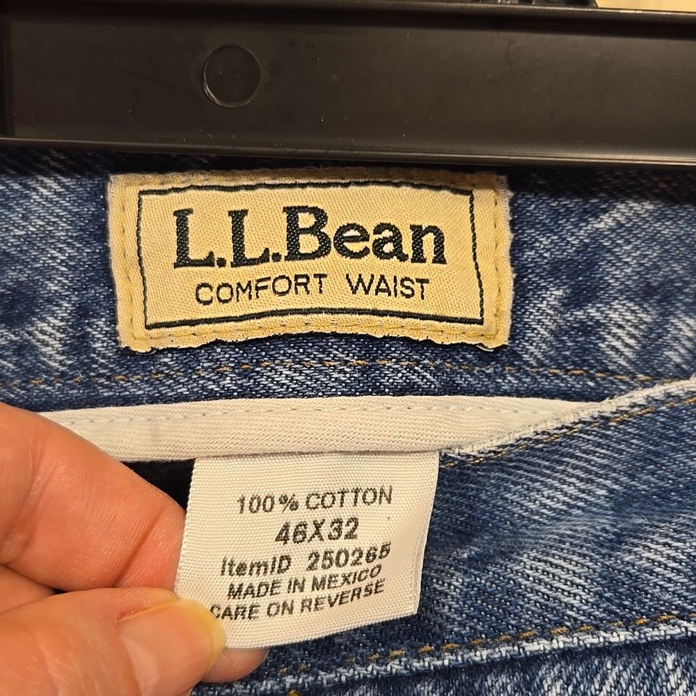 LL Bean Comfort Waist 100% Cotton 46x32 Mens Jeans - Pre-Owned - Picture 4 of 10